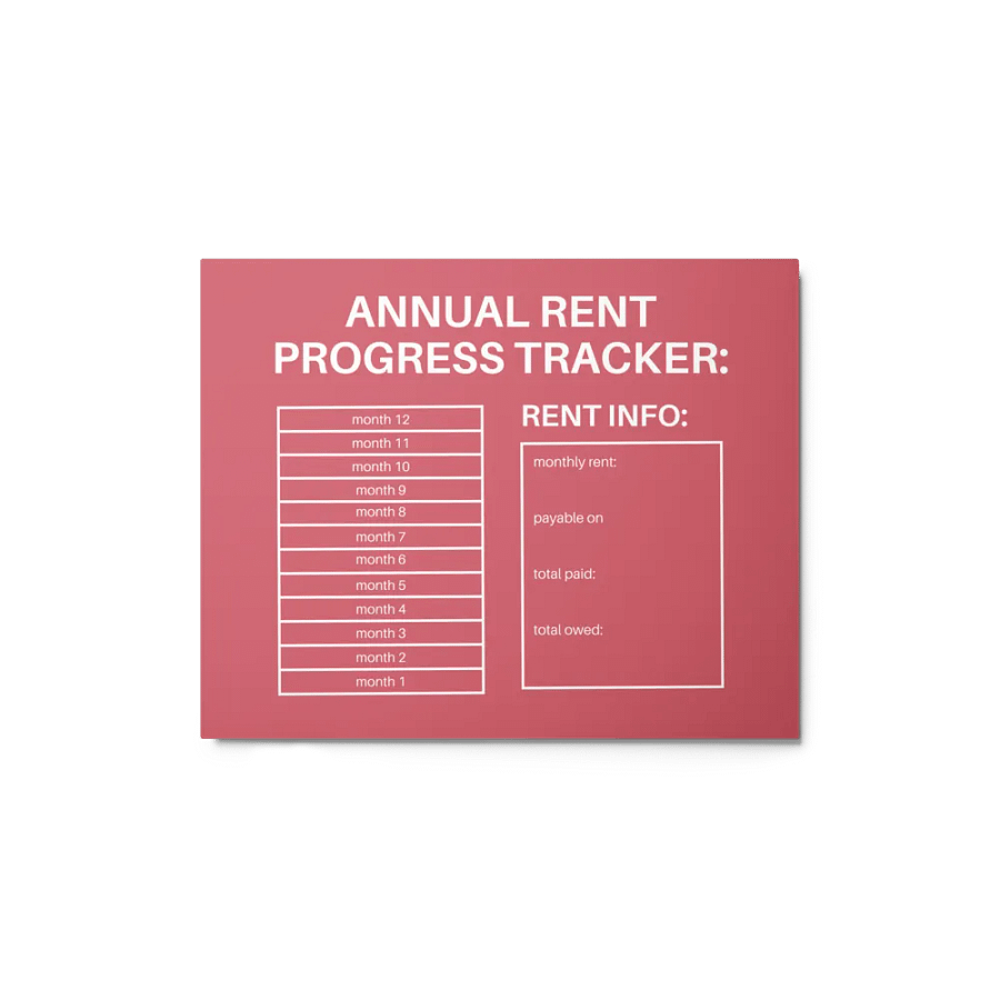 ANNUAL RENT TRACKER (white design 1) product image (1)