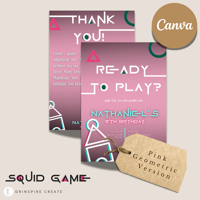 Squid Game-Inspired Party Template - Pink Geometric Version