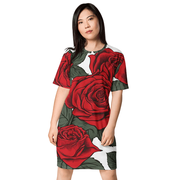 Red Rose Rhapsody All-Over T-Shirt Dress product image (1)