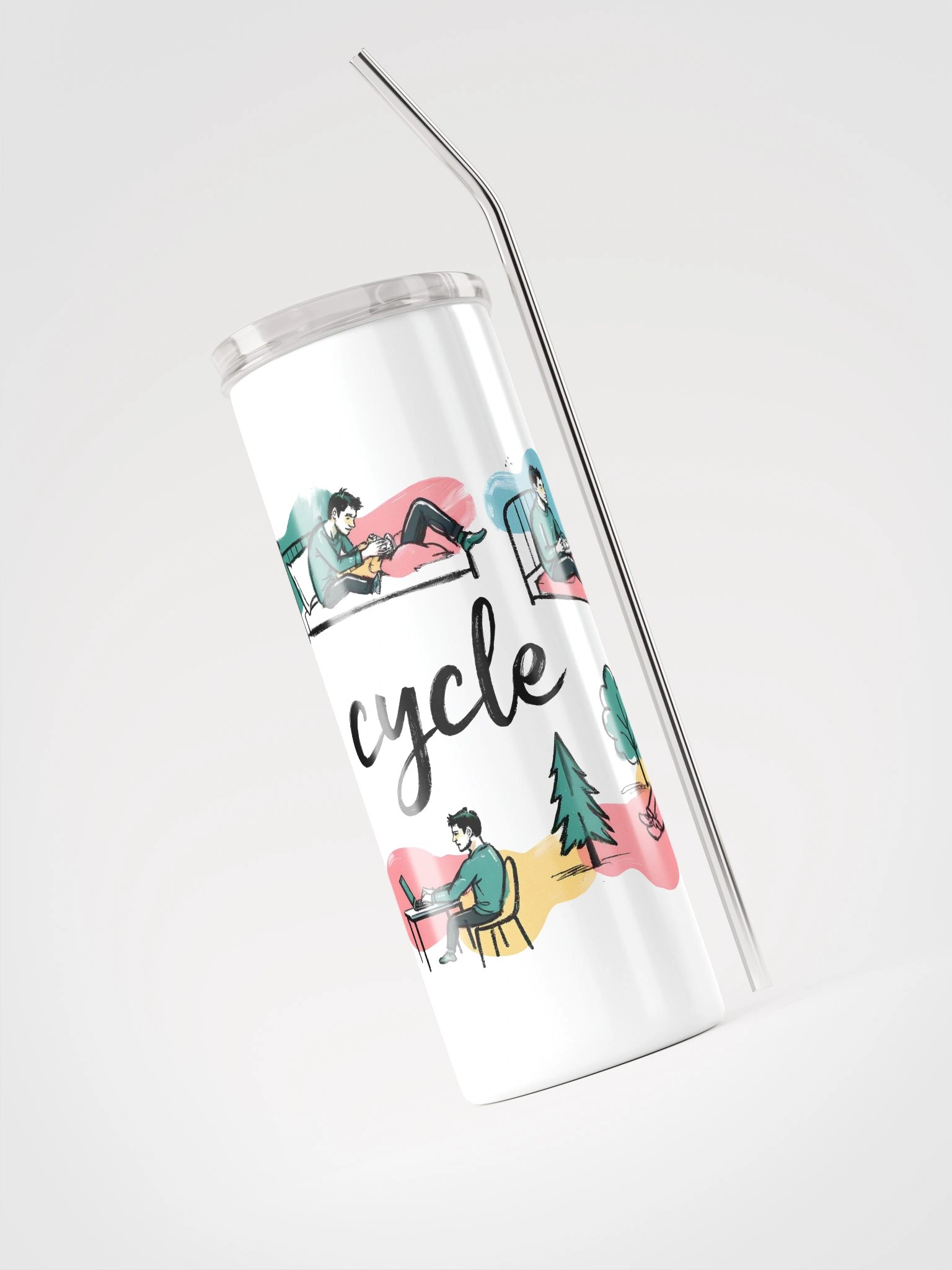 Cozy Daily Rhythms Poster | A Cycle Illustration Steel Tumbler product image (3)