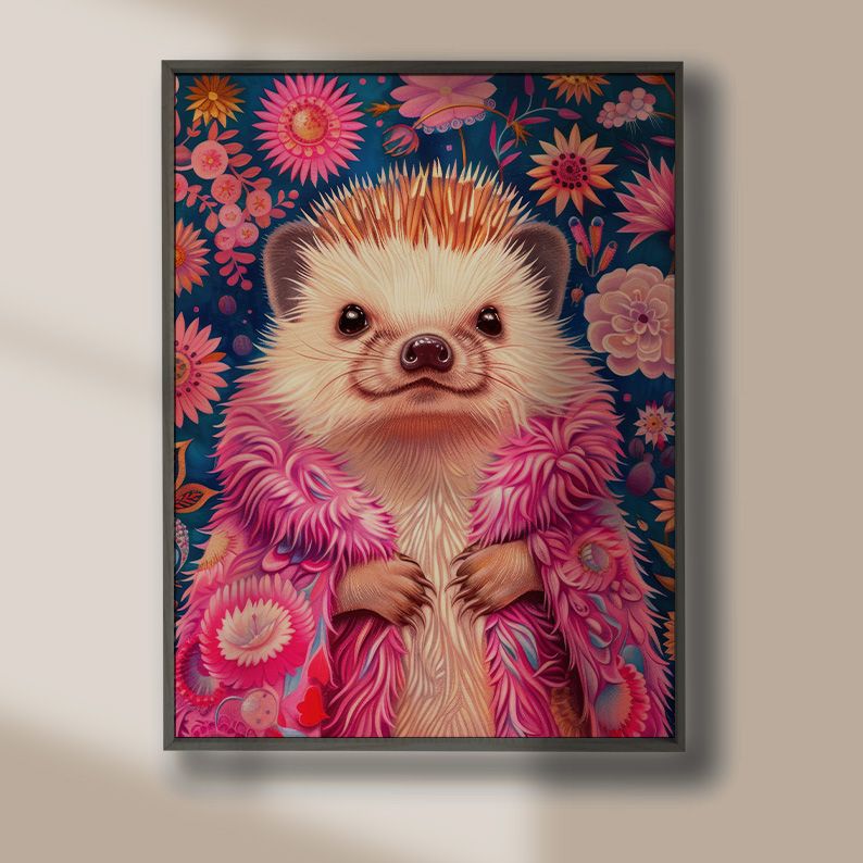 Anthropomorphic Animal Fashion Art DIGITAL Print Set of 6 ~ Frog, Toad, Highland Cow, Hedgehog, Bat, Elephant ~ product image (5)