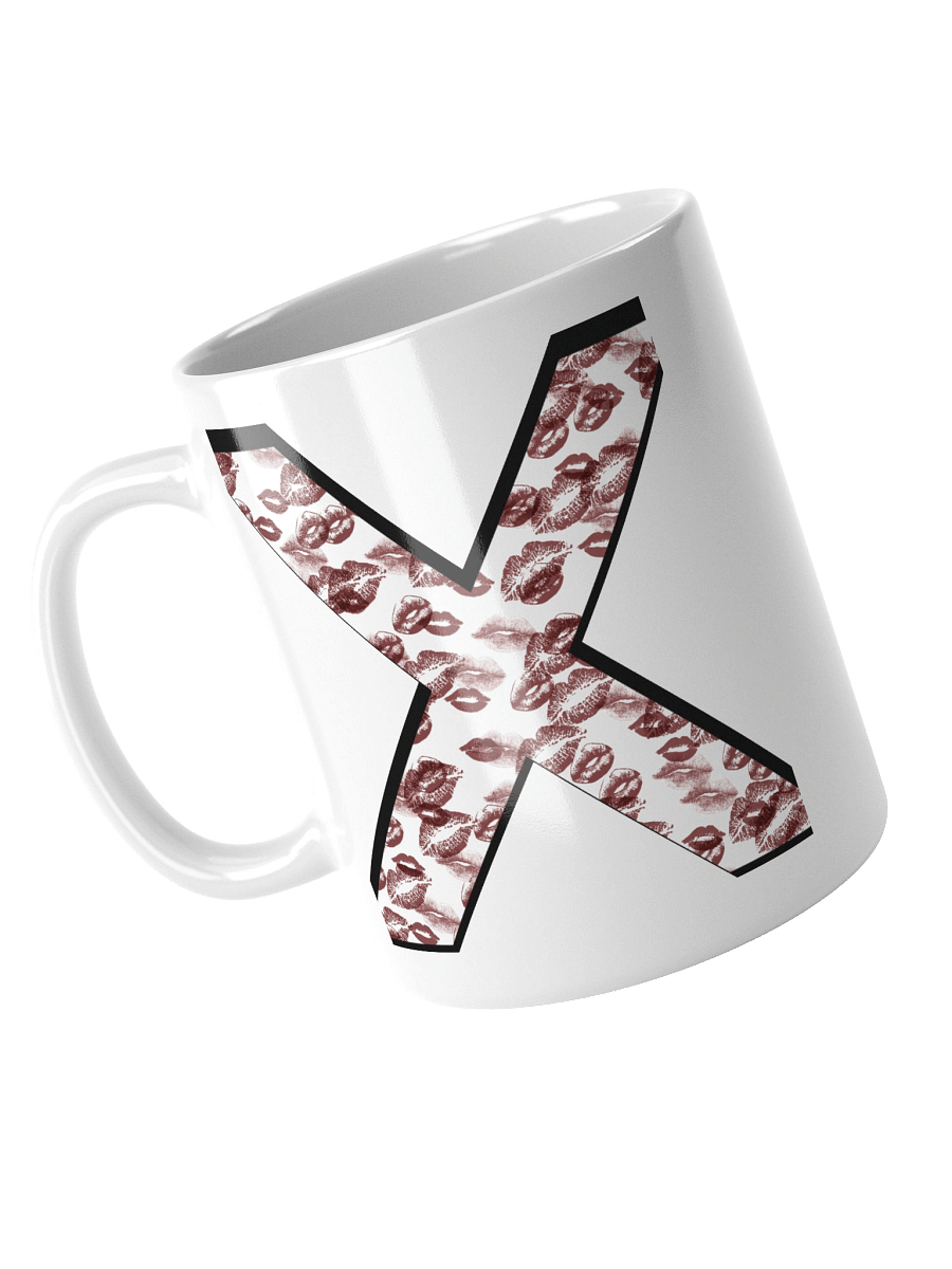 White X Burgundy Lipstick Kisses | Glossy White Mug product image (7)
