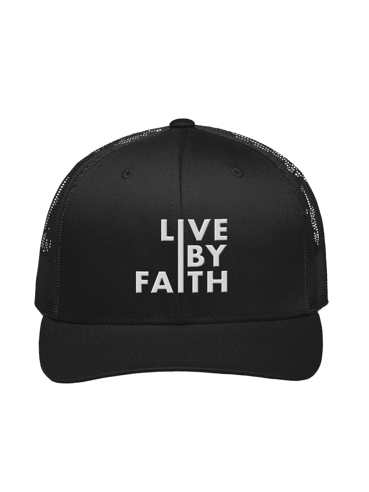 Live By Faith • Trucker Cap (White Embroidery) product image (2)