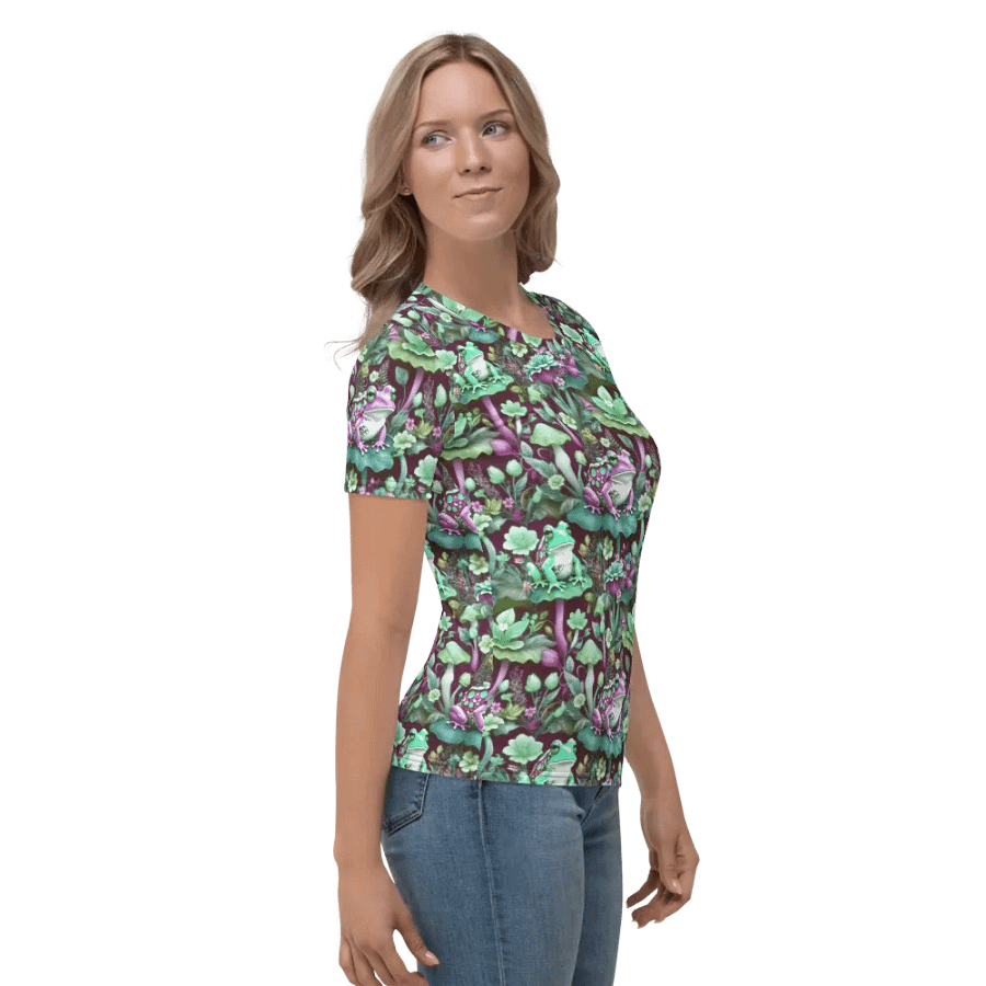 Mushroom Frogs Floral All Over Print T-shirt product image (4)