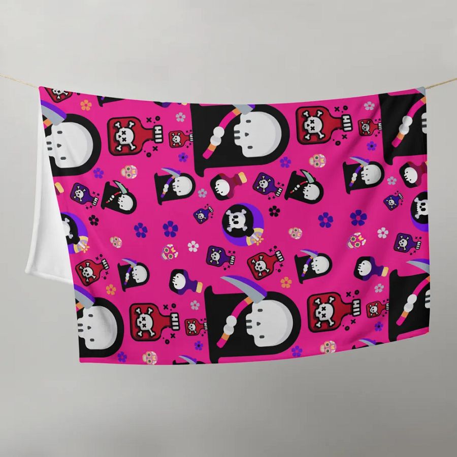 Pink Grim Reaper Throw Blanket product image (5)