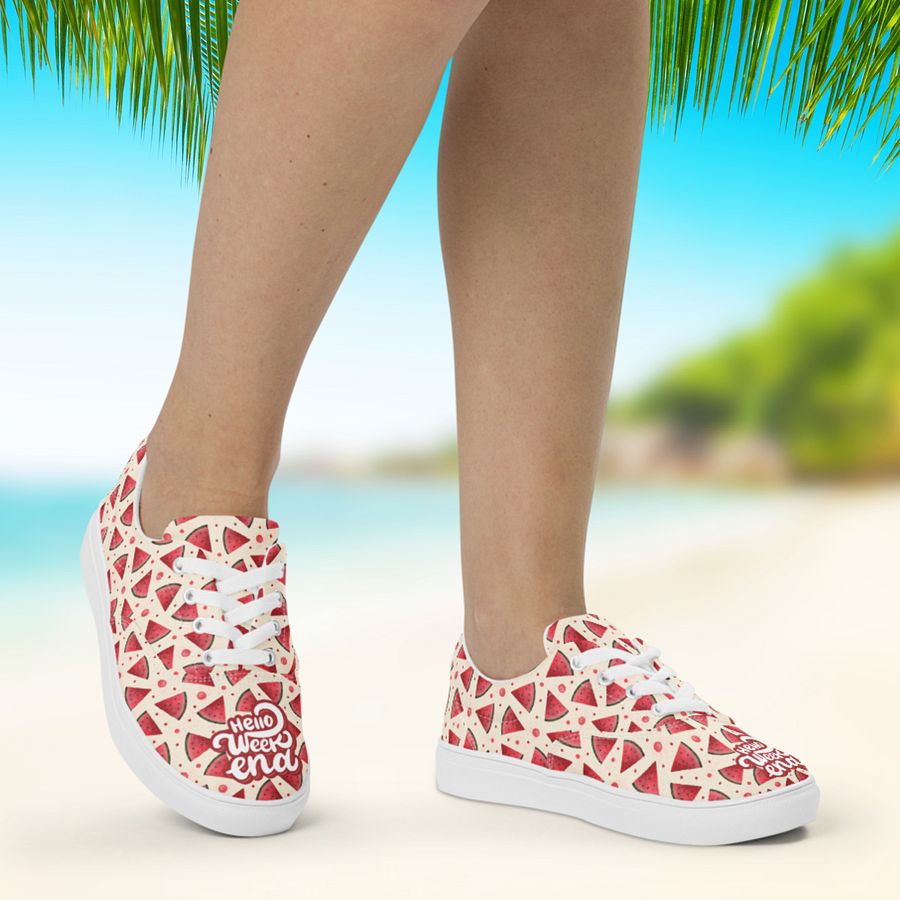 Hello Weekend Watermelon All Over Print Canvas Shoes product image (5)
