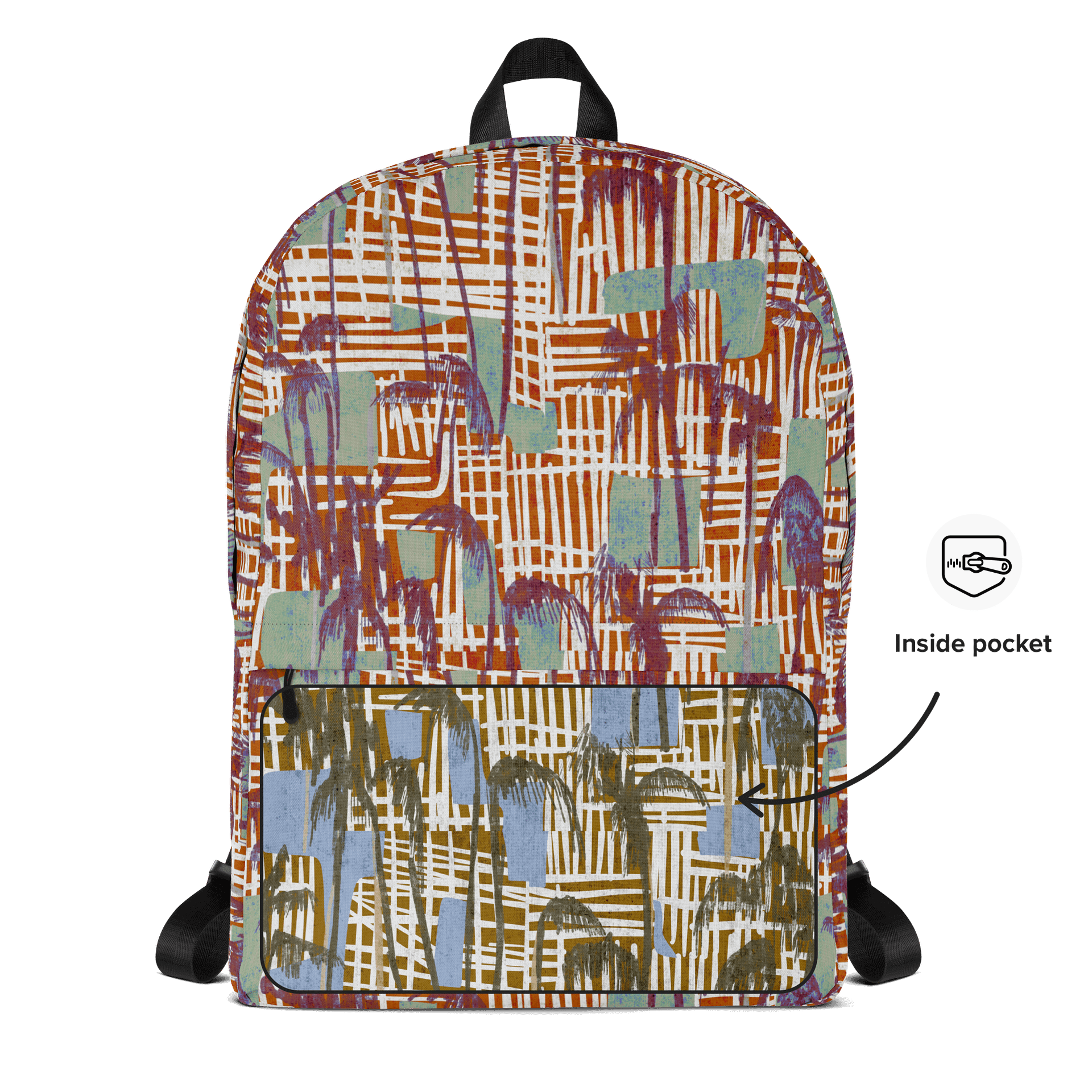 Tropical Palm Grid Laptop Backpack w/ Front Pocket product image (5)