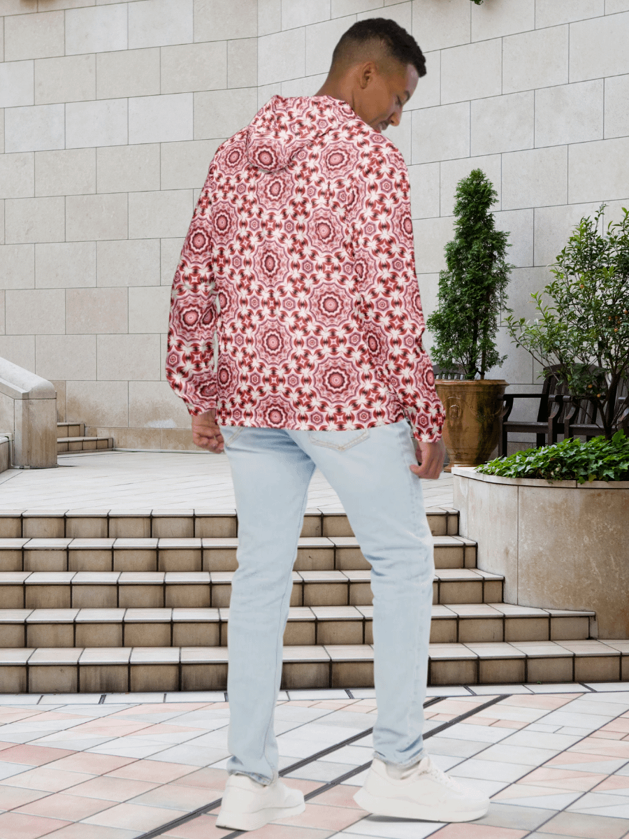 Red Stellar Symmetry All-Over Print Windbreaker product image (3)