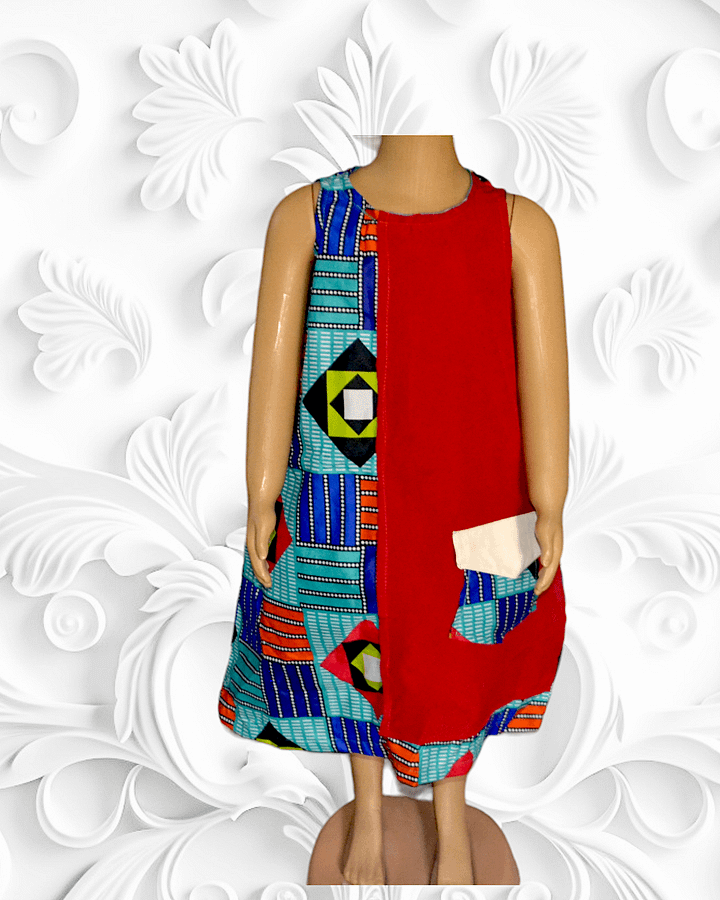 Simple plain and Ankara design baby girl gown product image (1)