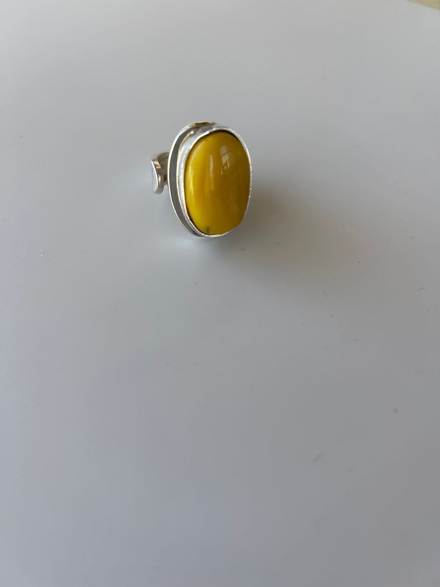 Baltic Egg Yolk Amber 925 Sterling Silver Adjustable Ring product image (1)