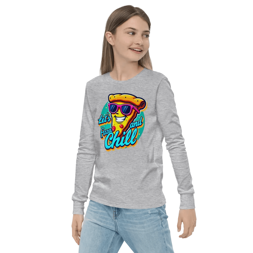 Pizza and Chill Youth Long Sleeve Tee Bella+Canvas (Kid's Unisex) product image (16)