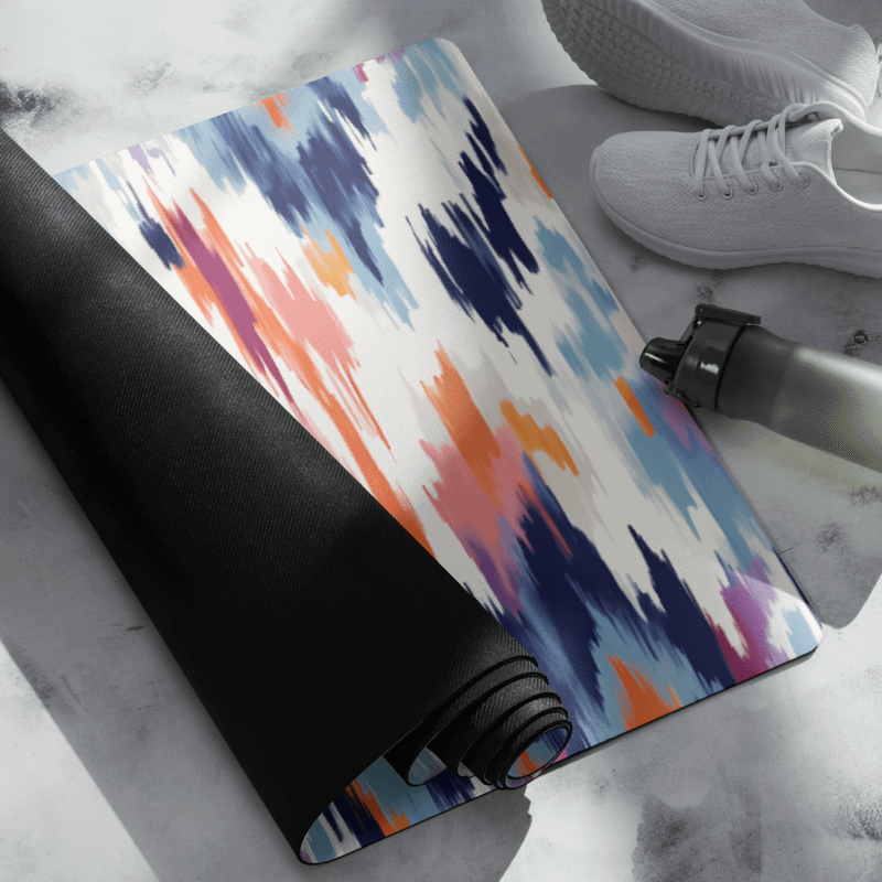 Abstract Ikat Blue Yoga Mat product image (7)