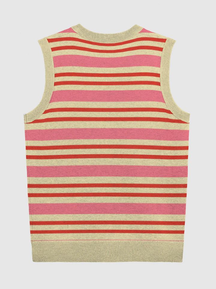 Striped Cozy Knitted V-Neck Vest product image (7)