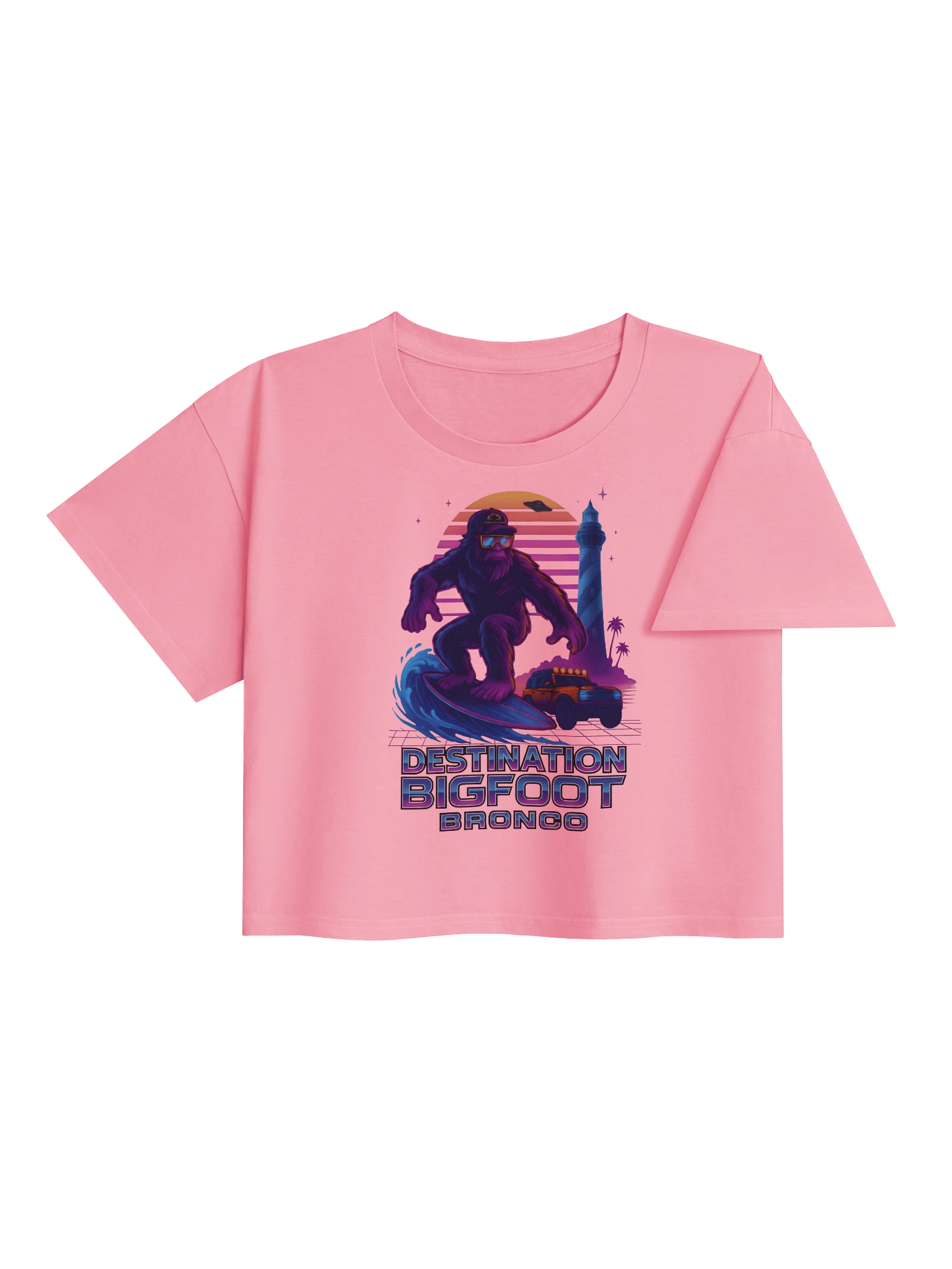 Destination Bigfoot Bronco Synthwave Women's Crop Top (Multiple Colors Available) product image (22)