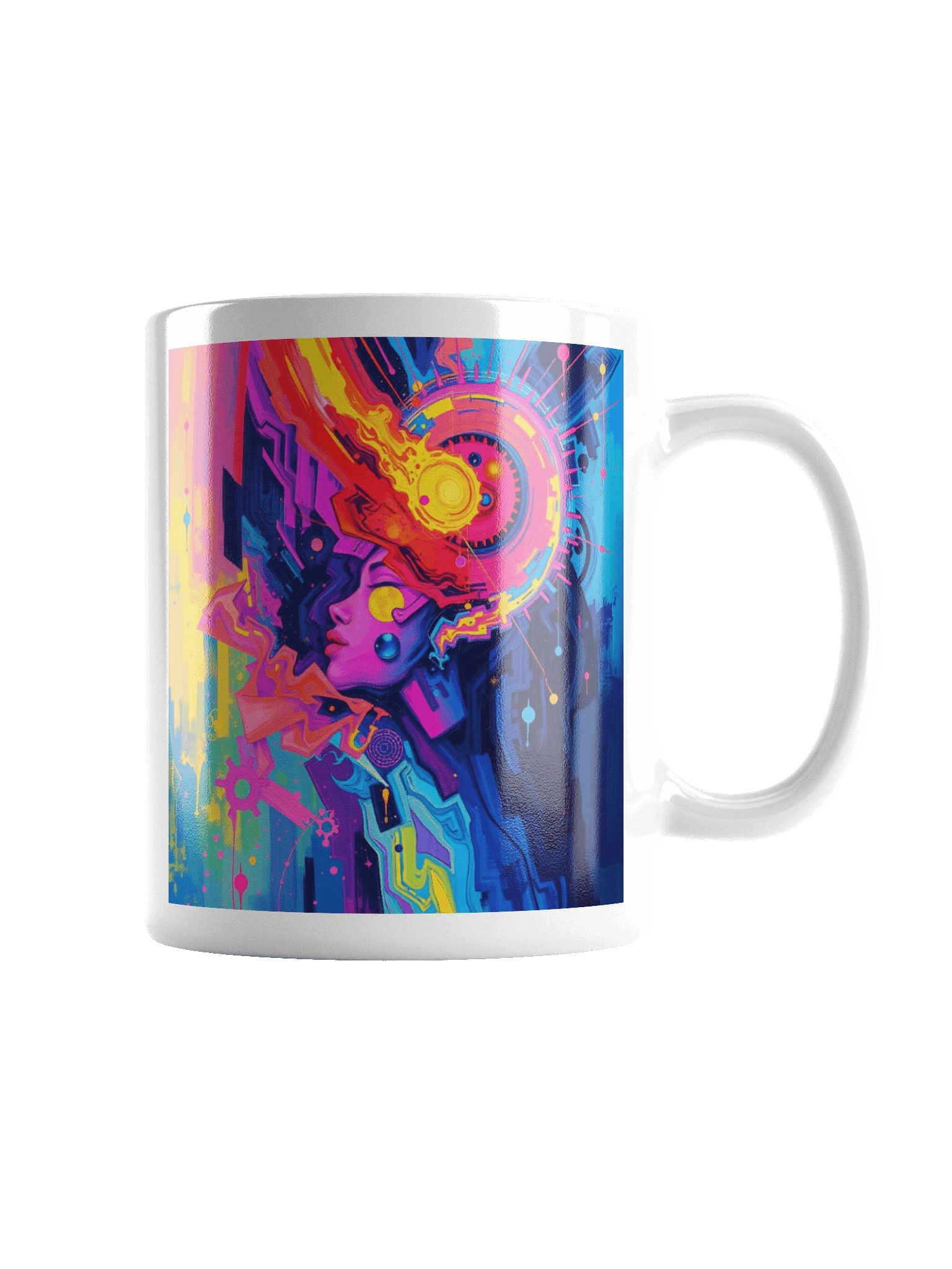 Coffee Mug Psychedelic Abstract Vibrant Cosmic Neon Futuristic Art product image (2)