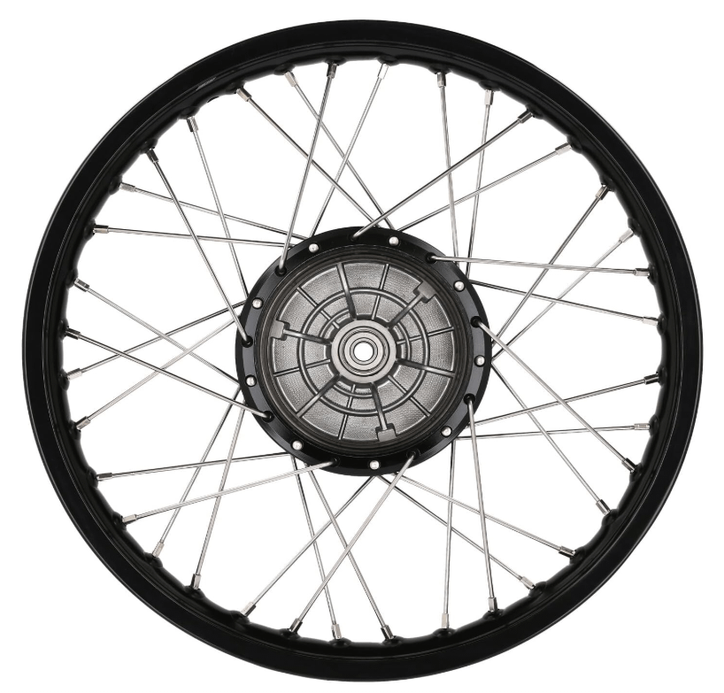 Tuning-Speichenrad 1,5 x 16" Alufelge Schwarz eloxiert + Edelstahlspeichen product image (3)
