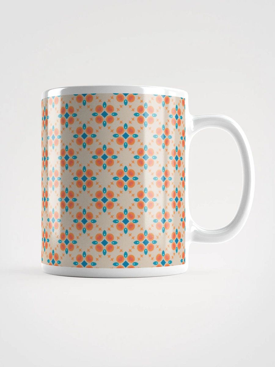 Cream Orange & Blue Diamond Floral Ceramic Mug product image (1)