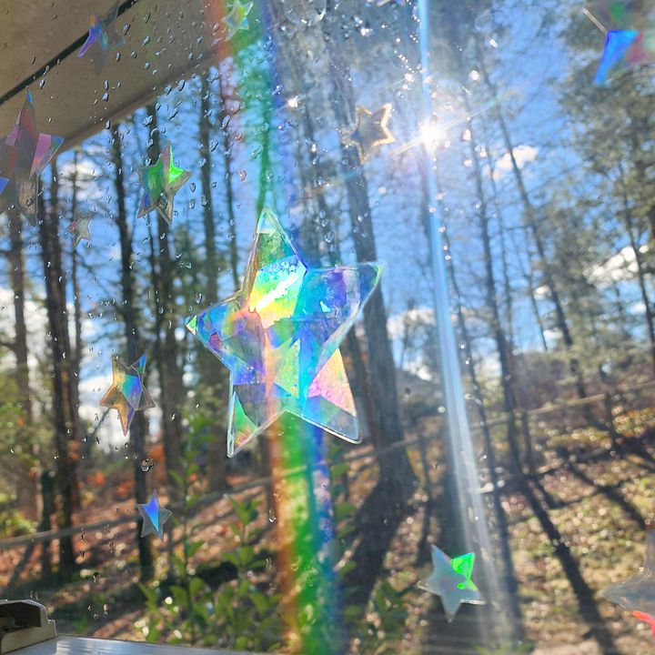 Set of (20+) Star Suncatcher Window Stickers - Mixed Size - Rainbow Making Decals! Easy Application + Removal - Create Your Own Magical Space product image (2)