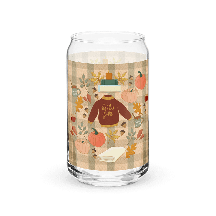 Cozy Fall Design Gingham Background Glass Tumbler product image (2)