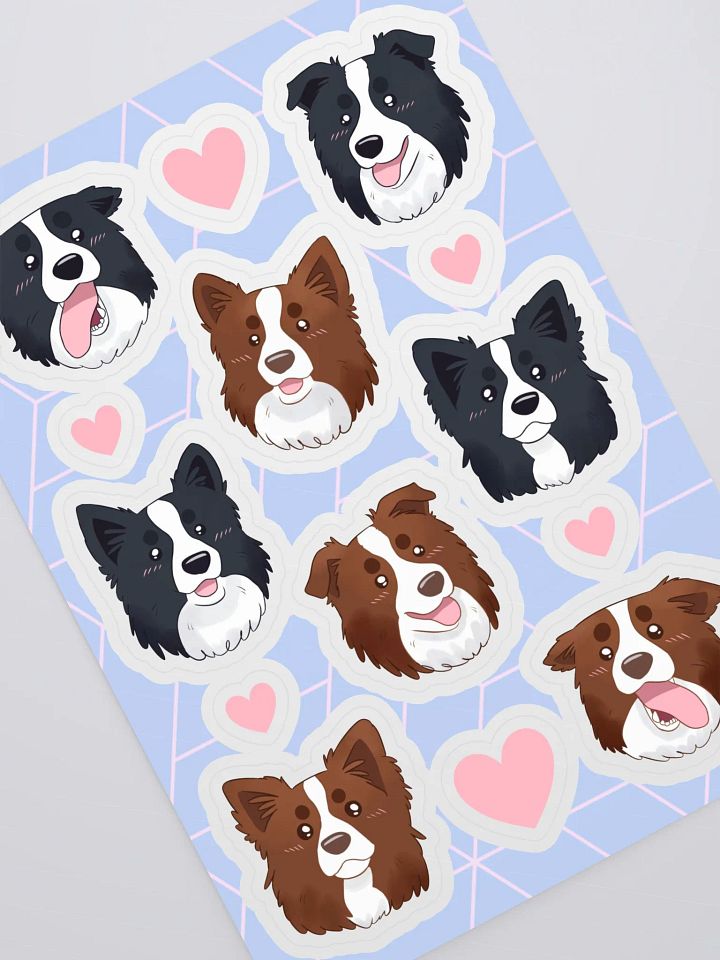 Cute Border Collie Dog Faces Sticker Sheet product image (2)