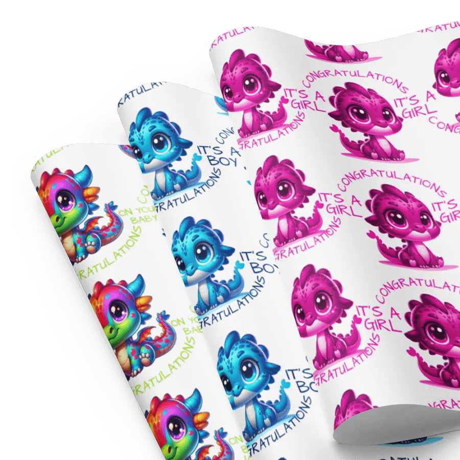 Congratulations Baby Boy or Girl Wrapping Paper Sheets - Newborn Gift Wrap Set product image (1)