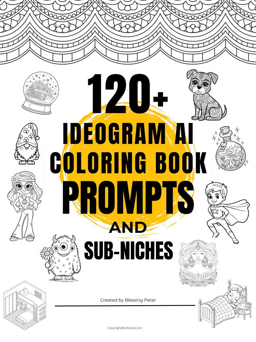 120+ Ideogram AI Coloring Book Prompts and Sub-Niches product image (1)