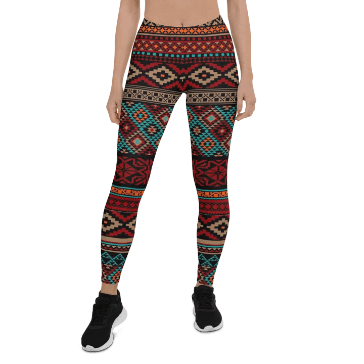 Boho Chic Aztec Print Leggings: Vibrant Southwestern-Inspired Women's Activewear product image (1)