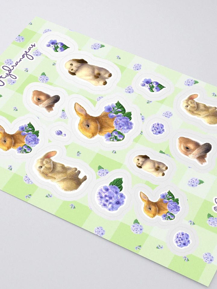 Bunnies and Hydrangeas Sticker sheet product image (2)