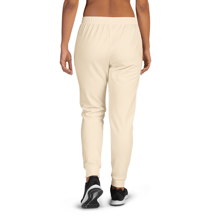Cream Beige Solid Color Women's Fleece Sweatpants product image (1)