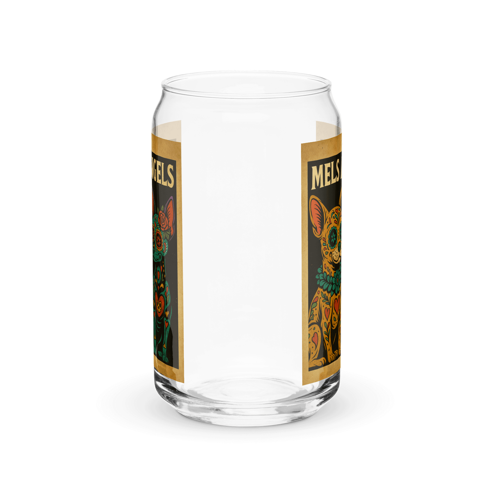 Mel’s Angels Can-Shaped Glass – Sugar Skull Chihuahuas Edition product image (5)