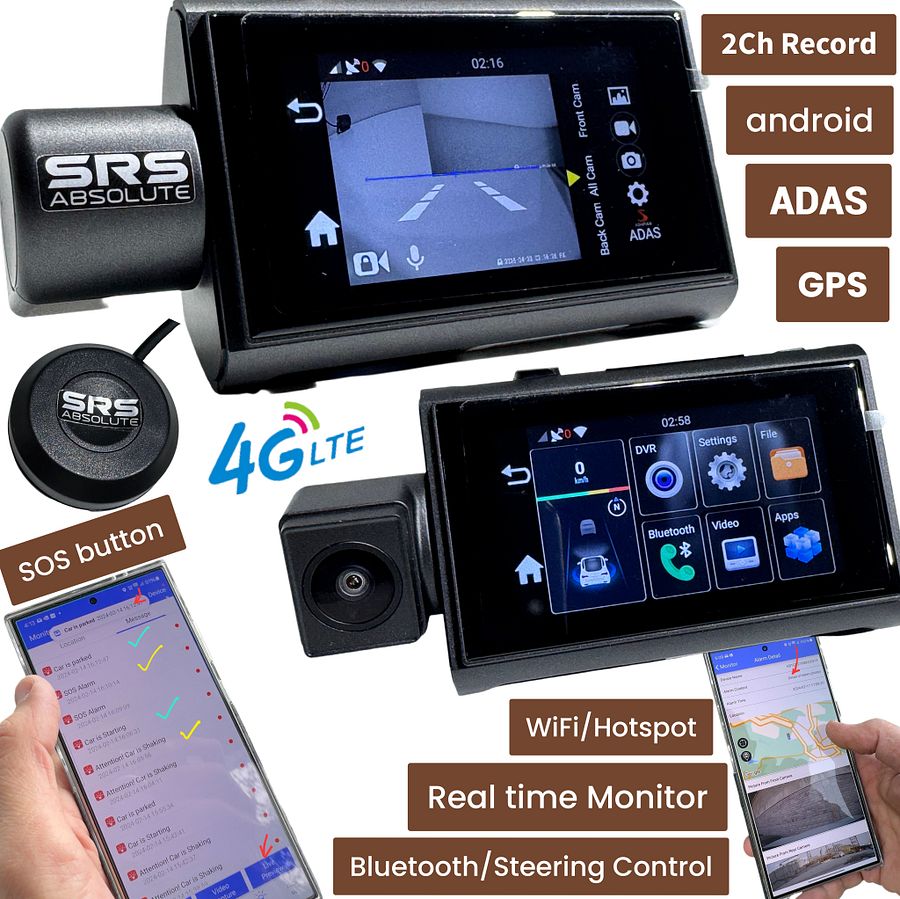 SRS ABSOLUTE 2K 4G DashCam| 24×7 Remote Audio-Video Monitor | Download/Playback/Livestream| GPS Tracking | Geo-Fence | Hyper Lapse | G-Sensor| Motion Sensor| 1TB MicroSD support (1 Channel S2 2K 4G) product image (2)