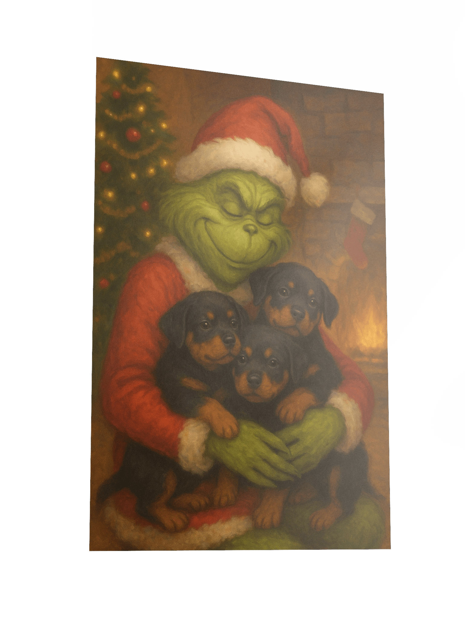 Grinch hugging Rottweiler puppies Poster product image (5)