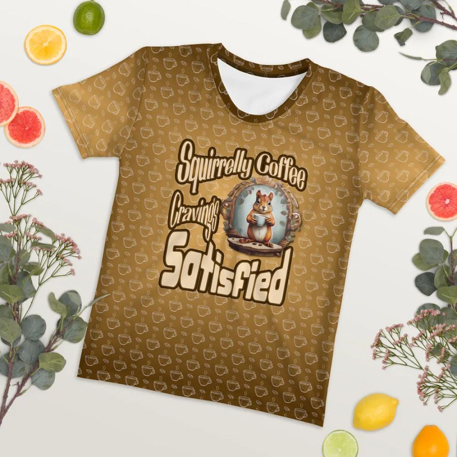 Squirrelly Coffee Cravings Satisfied All Over Print T-shirt product image (7)