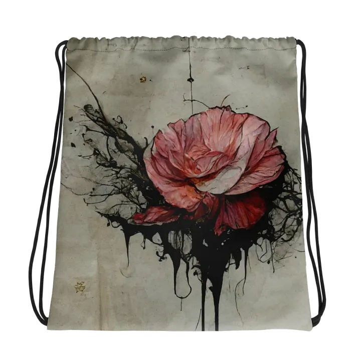 Ink Rose All-Over Drawstring Bag product image (1)