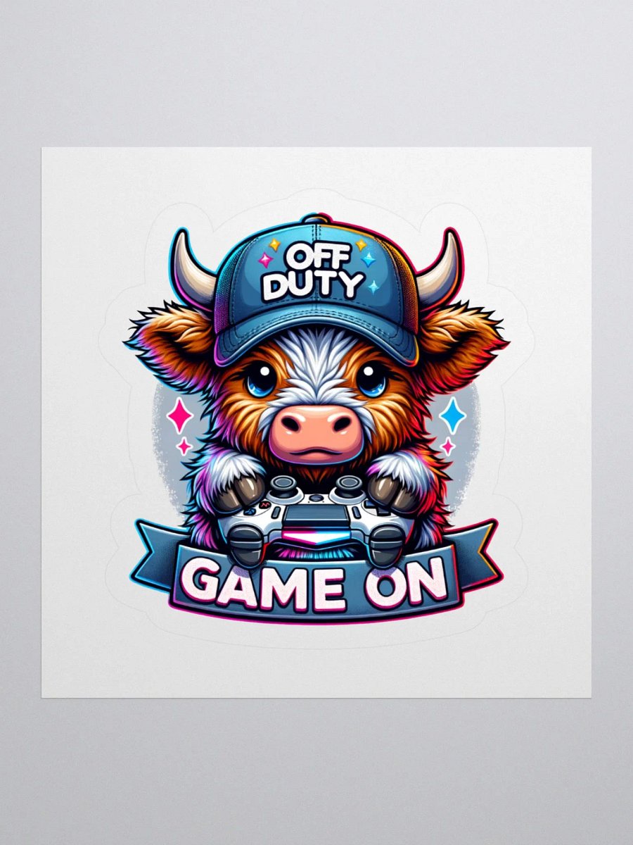 Off Duty Highland Cow Gaming Stickers product image (3)