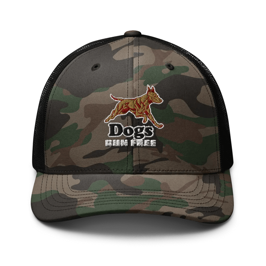 Dogs Run Free Camo Trucker Hat product image (1)
