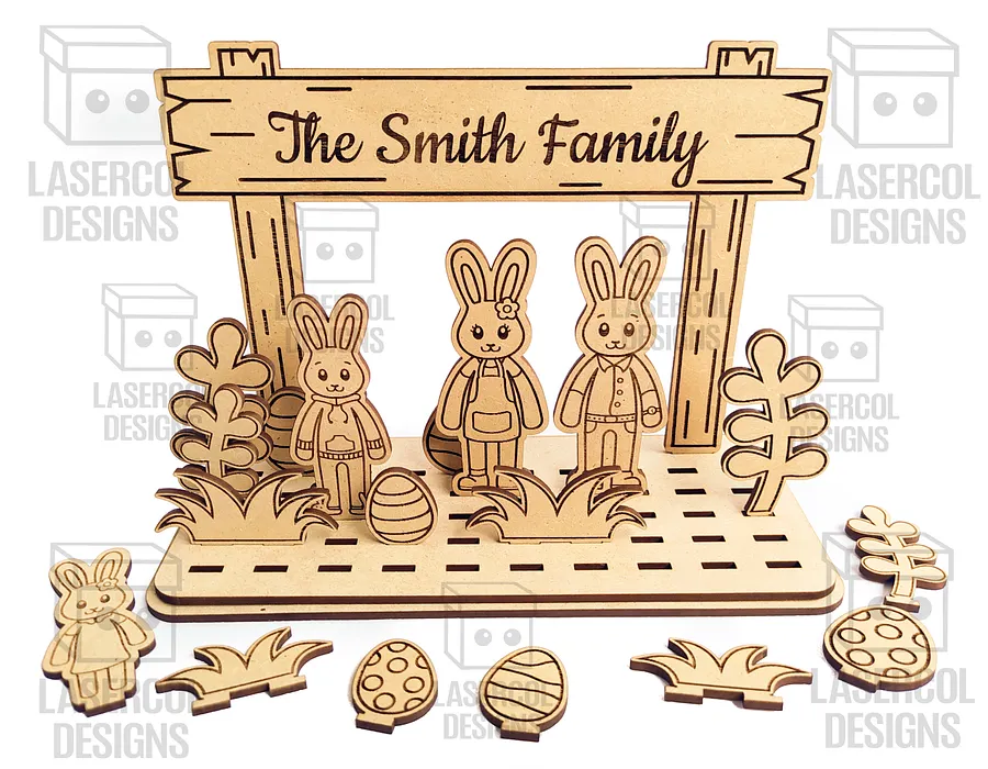 Easter Bunny Family Diorama (15 Different Bunnies) - Laser Cut Files product image (8)