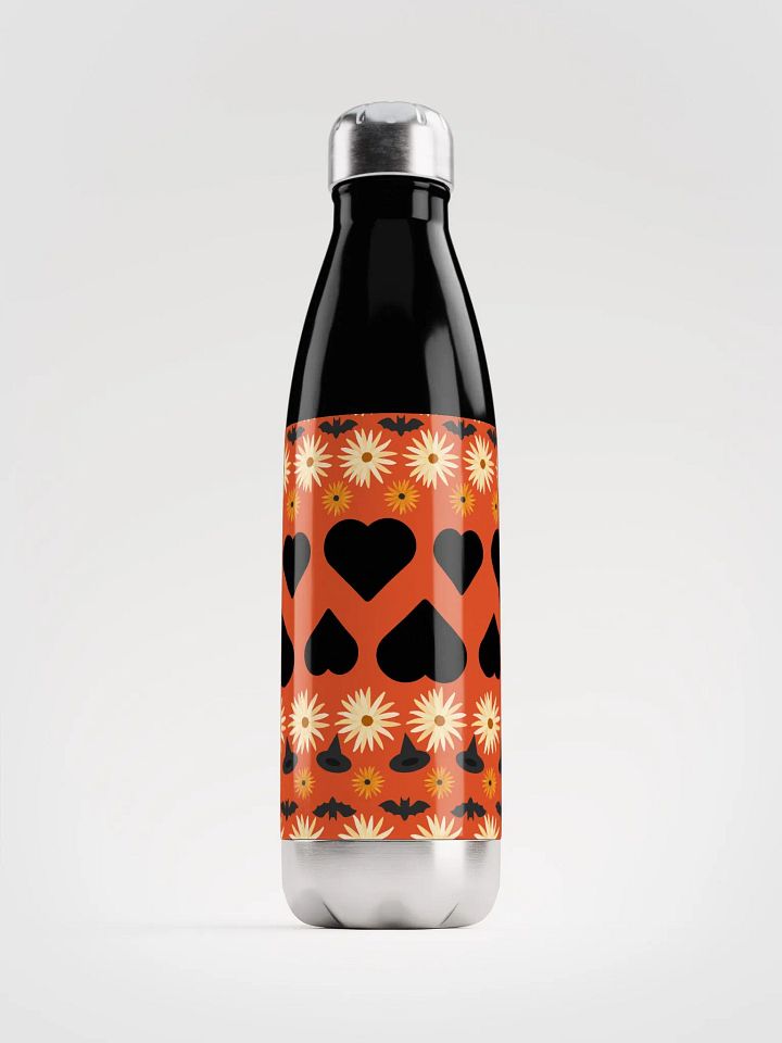 Stylish Halloween Water Bottle | Floral & Heart Pattern product image (1)