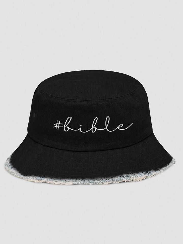 #Bible Embroidered Distressed Denim Bucket Hat product image (2)