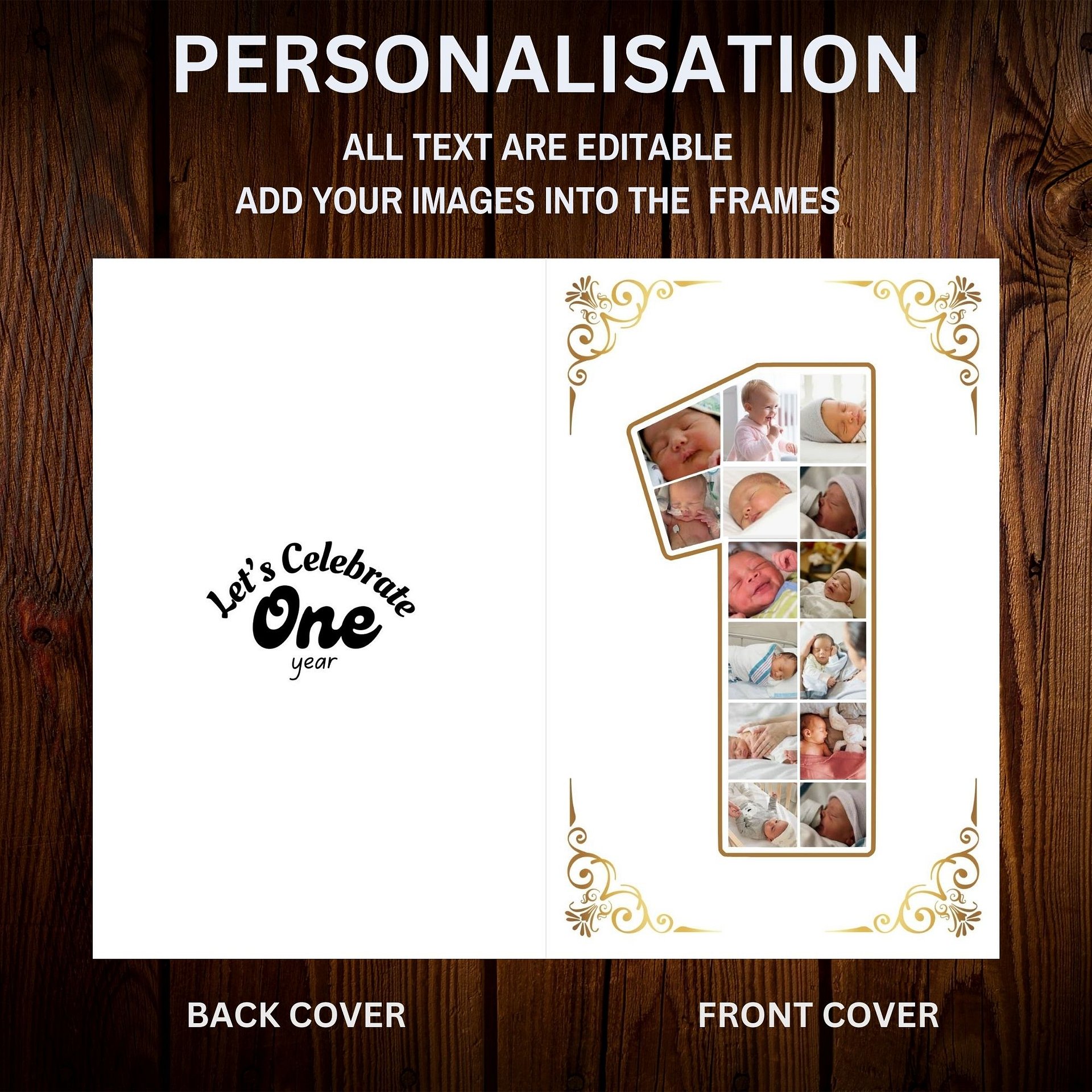 One Year Celebration Card Photo Collage Canva Template product image (6)