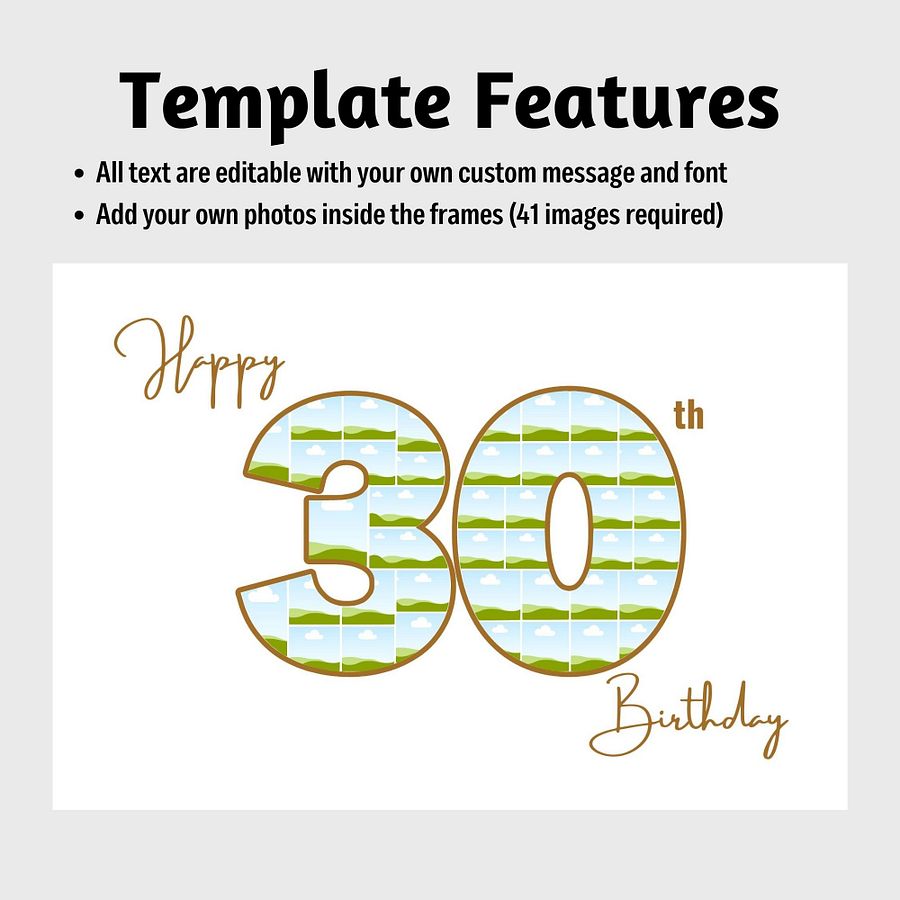 Happy 30th Birthday Photo Collage Canva Template product image (4)