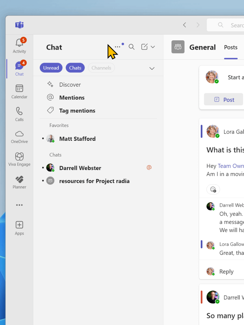 Introducing Teams new combined chats and channels - Workout video product image (2)
