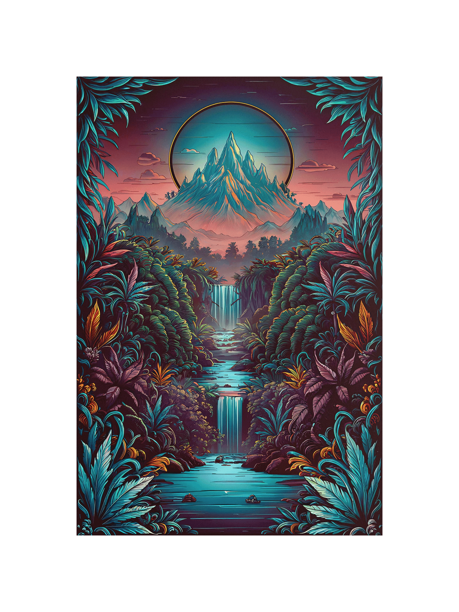 Twilight Mountain Falls - Vibrant Matte Wall Decor Poster product image (6)