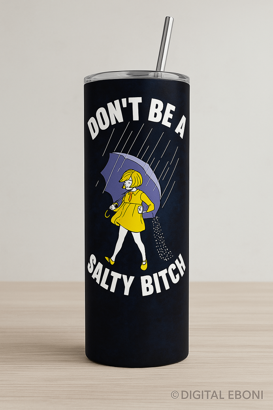 Funny Retro Salt Girl Tumbler Wrap - Don’t Be a Salty Bitch - 20oz PNG Sublimation Design for Digital Download, Humor Cup Wrap Printable product image (1)