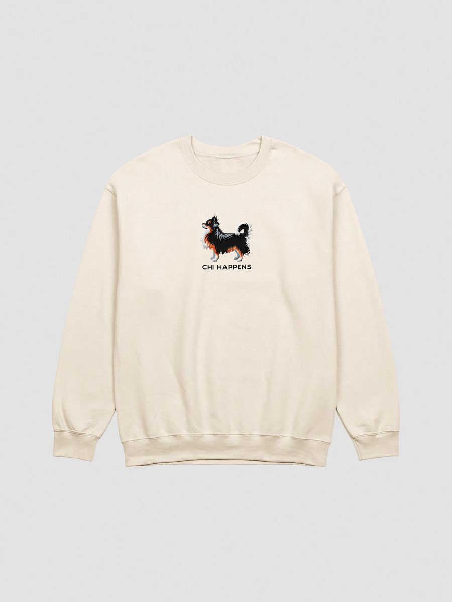 Chi Happens Sweatshirt (Embroidered) of a Longhaired Chihuahua(Tricolor) product image (13)