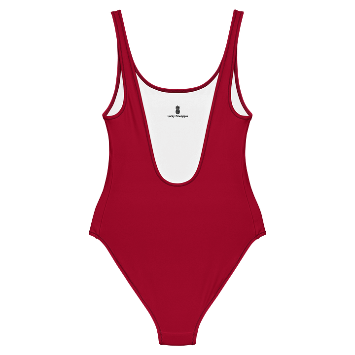 Cherry Red Solid Color Retro Inspired Women's One Piece Swimsuit product image (2)