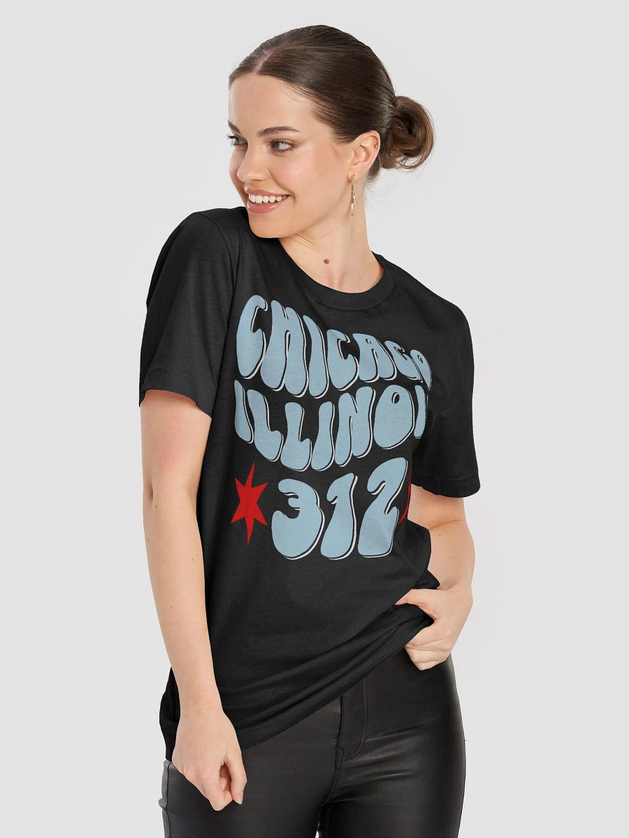 Chicago 312 Flag Area Code Retro 70's Wavy Text City Pride T-Shirt product image (50)
