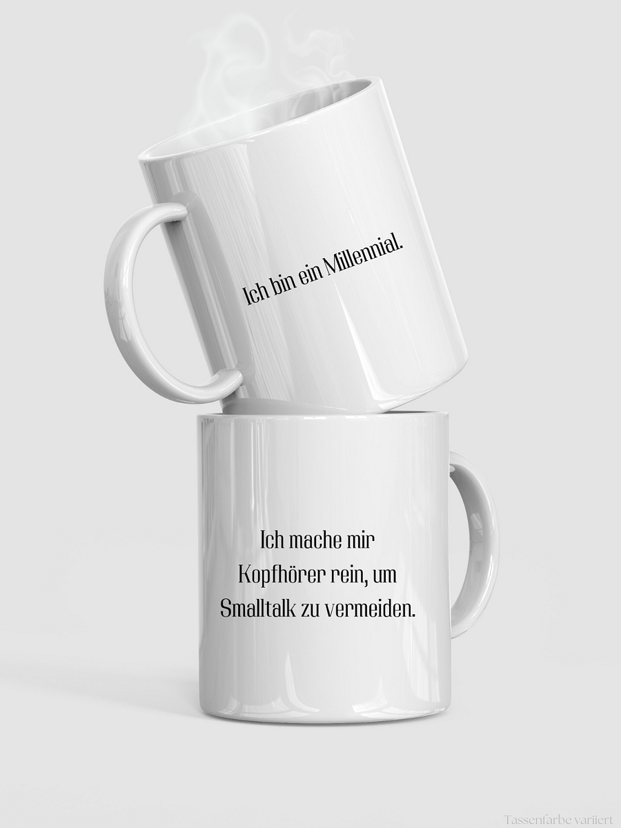 Lustige Tasse mit Spruch | Ich bin ein Millennial,ich mache mir Kopfhörer rein um Smalltalk zu vermeiden | Geschenkidee | Kaffeebecher 330 ml - Geschenk product image (8)