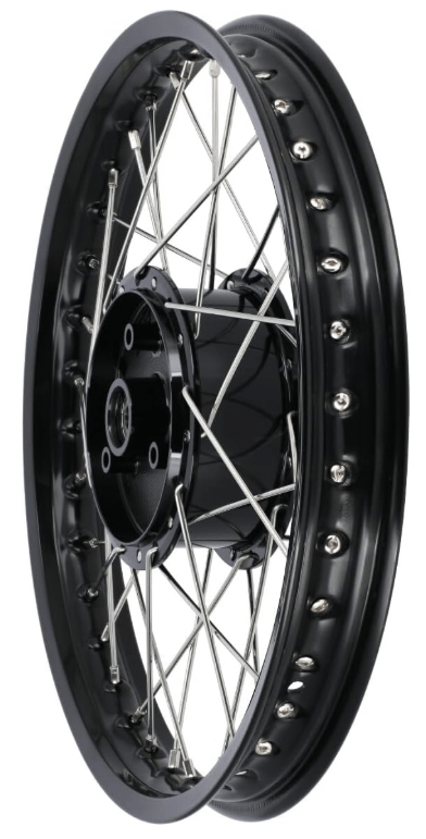 Tuning-Speichenrad 1,5 x 16" Alufelge Schwarz eloxiert + Edelstahlspeichen product image (1)
