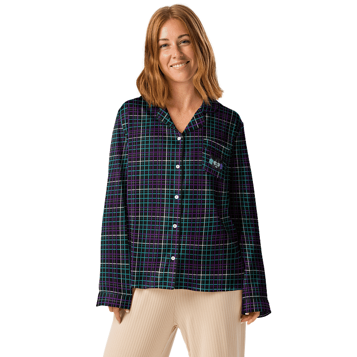 Black Plaid Long Sleeve Pajama Shirt product image (1)
